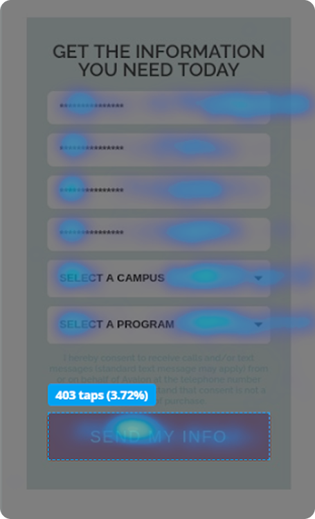 The old form with heat map showing where users are clicking.